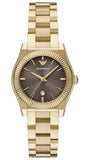 Emporio Armani Federica Brown Dial Gold Steel Strap Watch for Women - AR11700