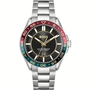 Hugo Boss Runner 3H Black Dial Silver Steel Strap Watch for Men - 1514210