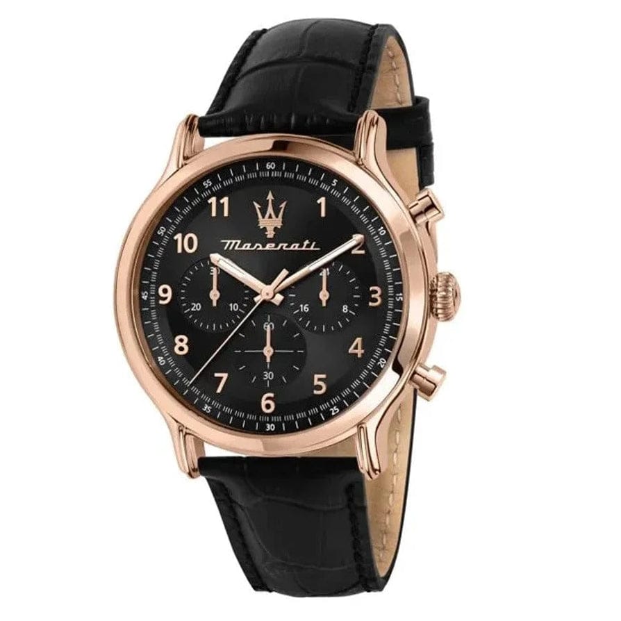 Maserati Epoca Limited Edition Chronograph Black Dial Black Leather Strap Watch for Men - R8871618015