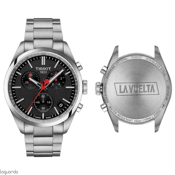 Tissot PR 100 Vuelta Chronograph Black Dial Silver Steel Strap Watch for Men - T150.417.11.051.01