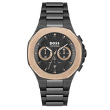 Hugo Boss Taper Chronograph Black Dial Black Steel Strap Watch for Men - 1514090