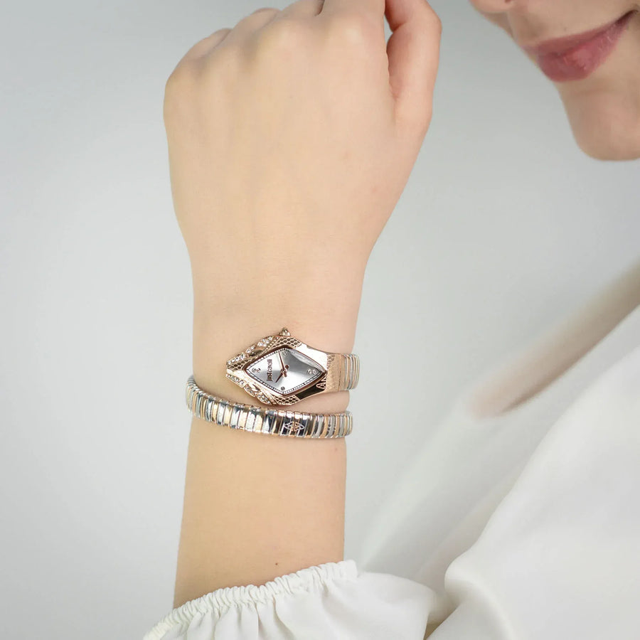 Just Cavalli Cristallo Silver Dial Silver Steel Strap Watch for Women - JC1L307M0015