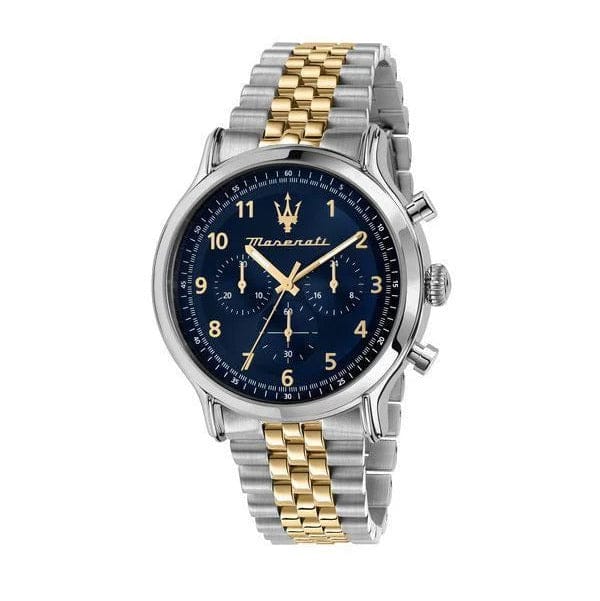 Maserati Epoca Chronograph Blue Dial Two Tone Steel Strap Watch for Men - R8873618030