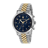 Maserati Epoca Chronograph Blue Dial Two Tone Steel Strap Watch for Men - R8873618030