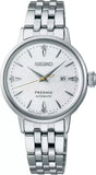 Seiko Presage Cocktail Time Automatic Diamonds White Dial Silver Steel Strap Watch for Women - SRE017J1