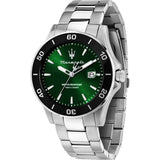 Maserati Competizione Green Dial Silver Steel Strap Watch for Men - R8853100038