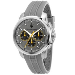 Maserati Successo Chronograph Grey Dial Grey Rubber Strap Watch for Men - R8871621043