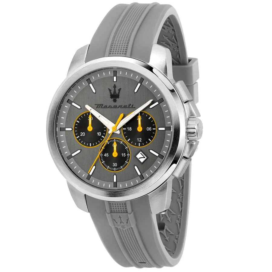 Maserati Successo Chronograph Grey Dial Grey Rubber Strap Watch for Men - R8871621043