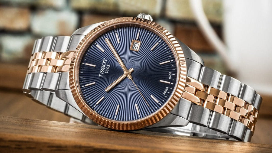 Tissot Ballade Quartz Blue Dial Two Tone Steel Strap Watch for Men - T156.410.22.041.00