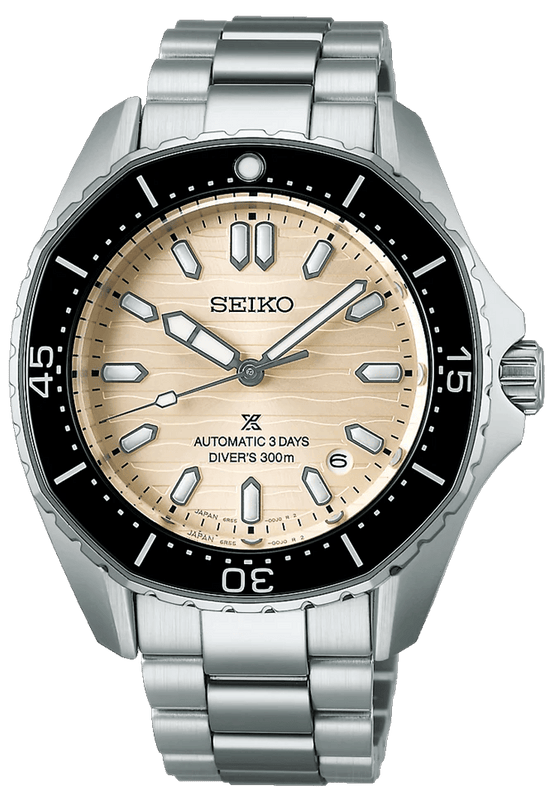 Seiko Prospex Polygonal Divers Automatic Pearl White Dial Silver Steel Strap Watch for Men - SPB481J1