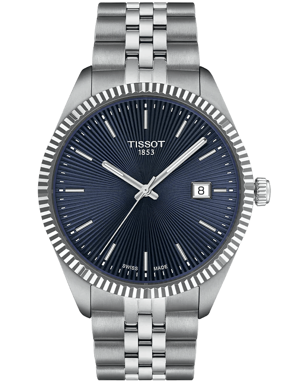 Tissot Ballade Quartz Blue Dial Silver Steel Strap Watch for Men - T156.410.11.041.00