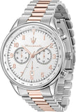 Maserati Tradizione Chronograph White Dial Two Tone Steel Strap Watch for Men - R8873646002