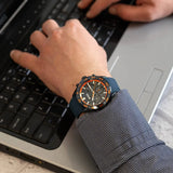 Hugo Boss Runner Chronograph Blue Dial Blue Silicone Strap Watch for Men - 1514142