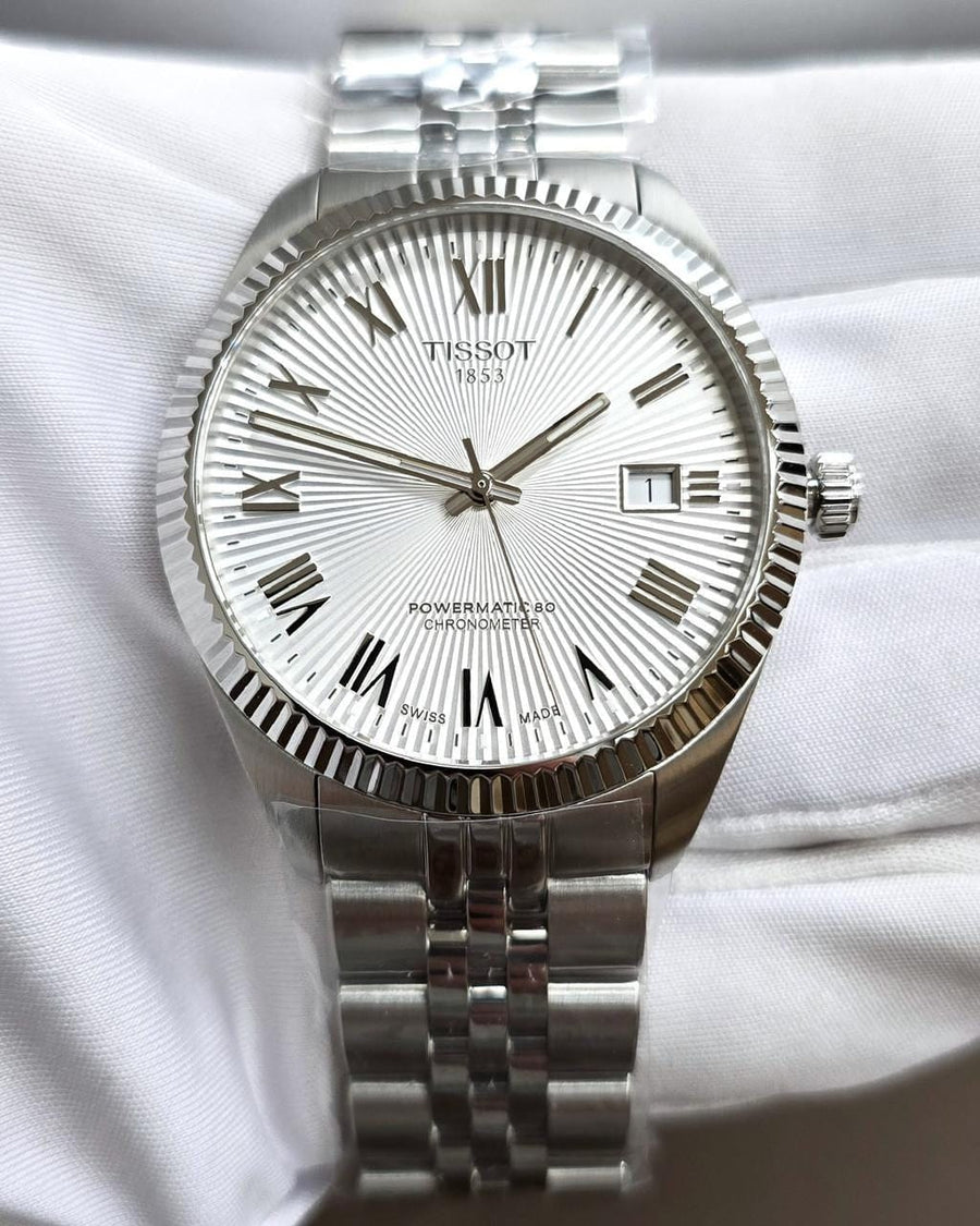 Tissot Ballade Powermatic 80 COSC Silver Dial Silver Steel Strap Watch for Men - T156.408.11.033.00