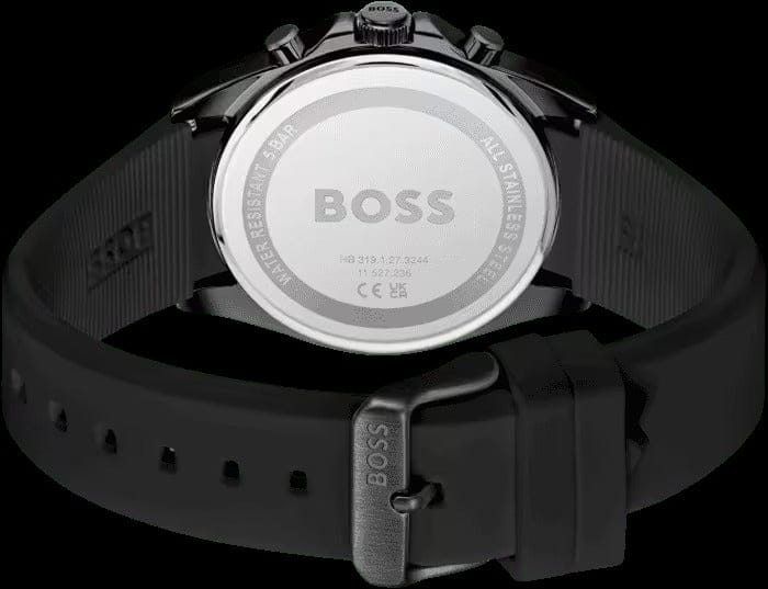 Hugo Boss Strike Chronograph Black Dial Black Rubber Strap Watch for Men - 1514289