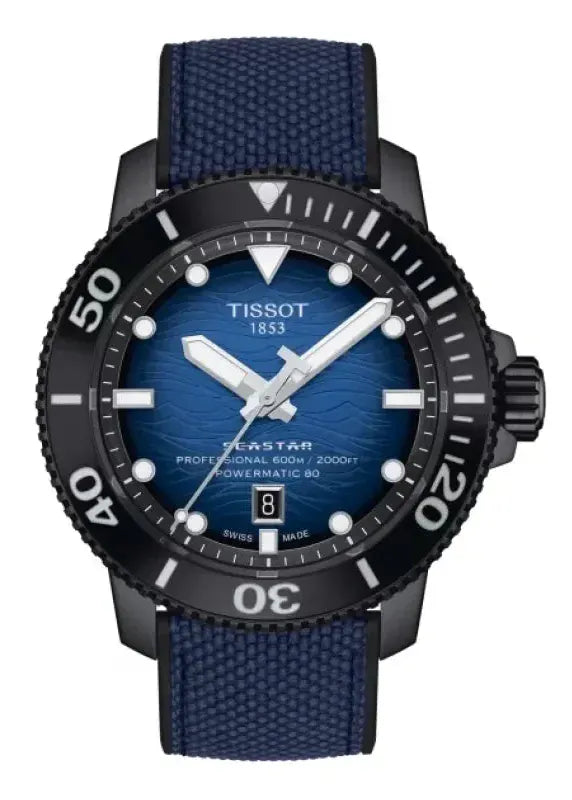 Tissot Seastar 2000 Professional Powermatic 80 Blue Dial Blue Nylon Strap Watch for Men - T120.607.37.041.00