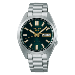 Seiko 5 Sports Automatic Green Dial Silver Steel Strap Watch for Men - SRPL57K1