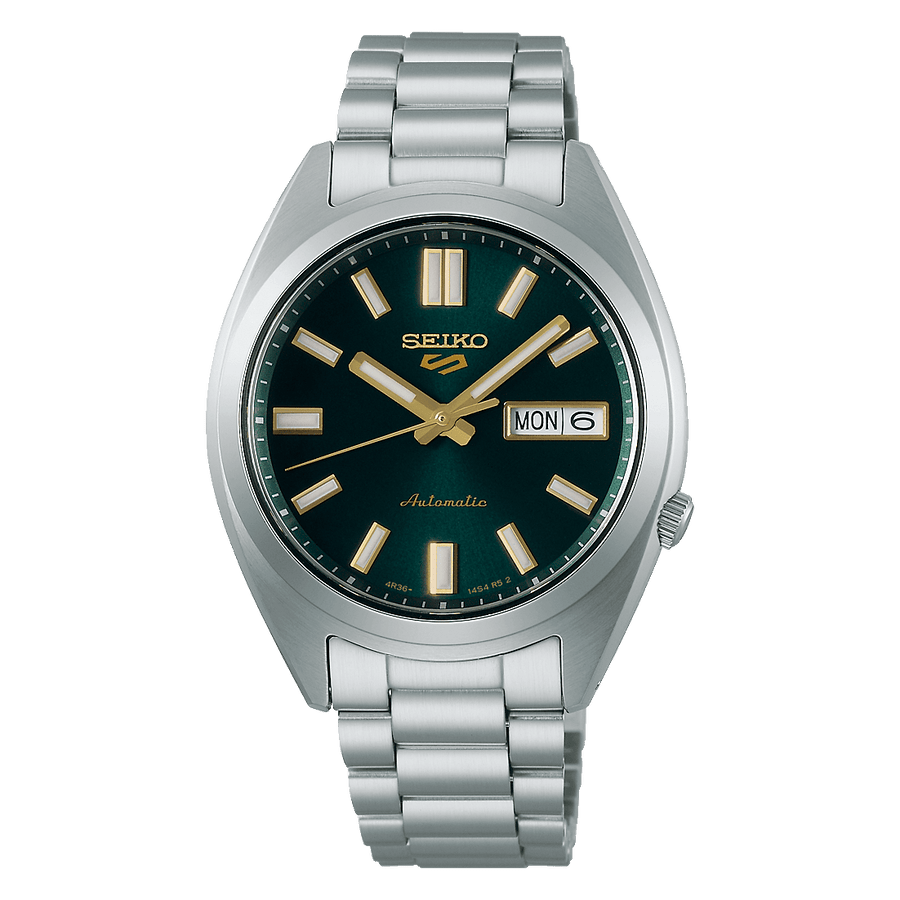 Seiko 5 Sports Automatic Green Dial Silver Steel Strap Watch for Men - SRPL57K1