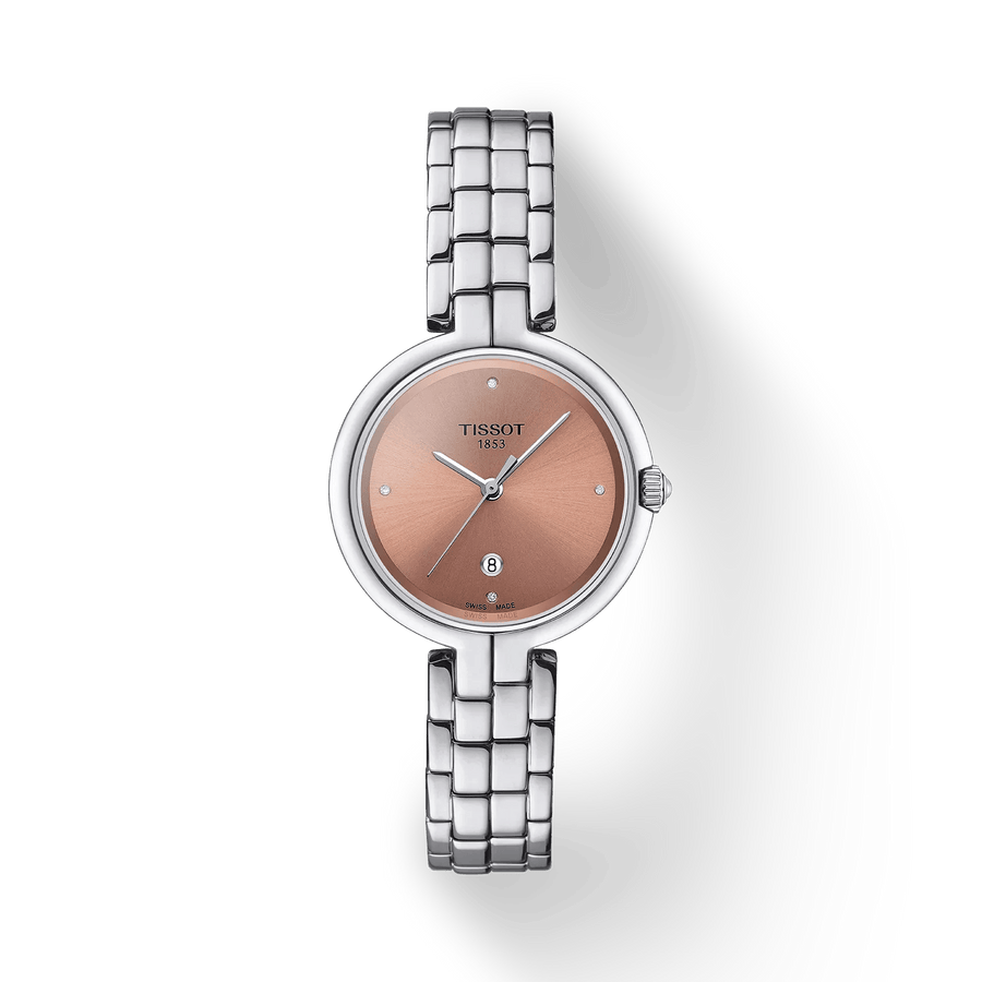 Tissot T-Lady Flamingo Diamonds Pink Dial Silver Steel Strap Watch for Women - T094.210.11.336.00