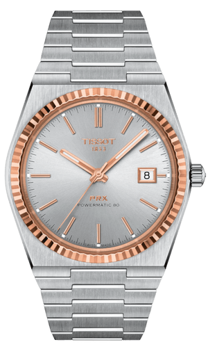Tissot PRX Powermatic 80 18K Silver Dial Silver Steel Strap Watch for Men - T931.407.41.031.00