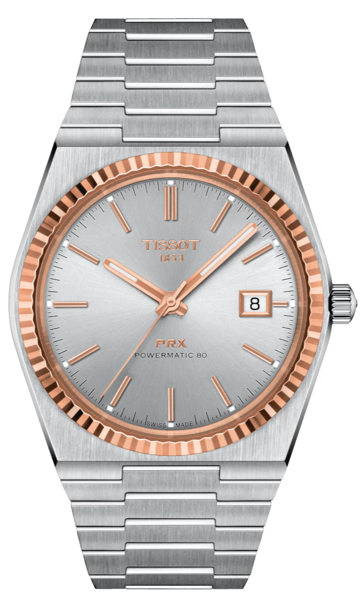 Tissot PRX Powermatic 80 18K Silver Dial Silver Steel Strap Watch for Men - T931.407.41.031.00