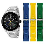 Maserati Traguardo Chronograph Black Dial Silver Steel Strap Watch for Men - R8873612061