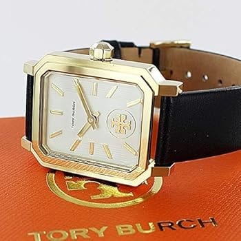 Tory Burch Robinson White Dial Black Leather Strap Watch for Women - TBW1504