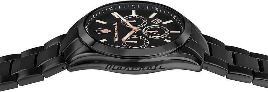 Maserati Attrazione Chronograph Black Dial Black Steel Strap Watch for Men - R8853151009