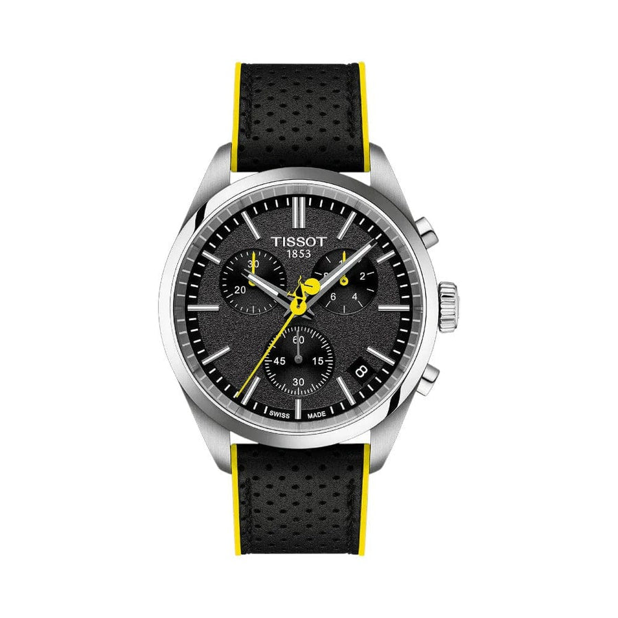 Tissot PR 100 Tour De France Chronograph Black Dial Silver Steel Strap Watch for Men - T150.417.11.051.00