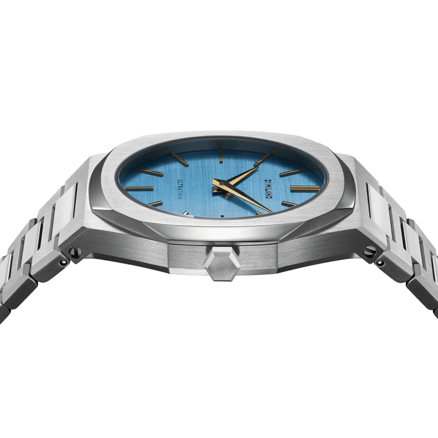 D1 Milano Ultra Thin Blue Dial Silver Steel Strap Watch for Women - D1-UTBL17