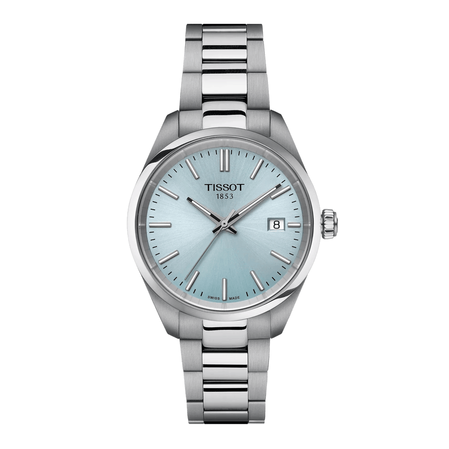 Tissot PR 100 Ice Blue Dial Silver Steel Strap Watch for Women - T150.210.11.351.00