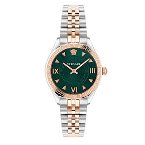 Versace Hellenyium Quartz Green Dial Two Tone Steel Strap Watch for Women - VE2S00422