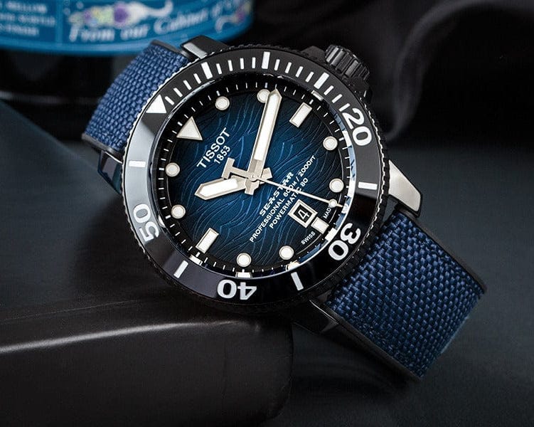 Tissot Seastar 2000 Professional Powermatic 80 Blue Dial Blue Nylon Strap Watch for Men - T120.607.37.041.00