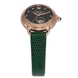 Emporio Armani Mia Meccanico Mother of Pearl Dial Green Leather Strap Watch for Women - AR60073