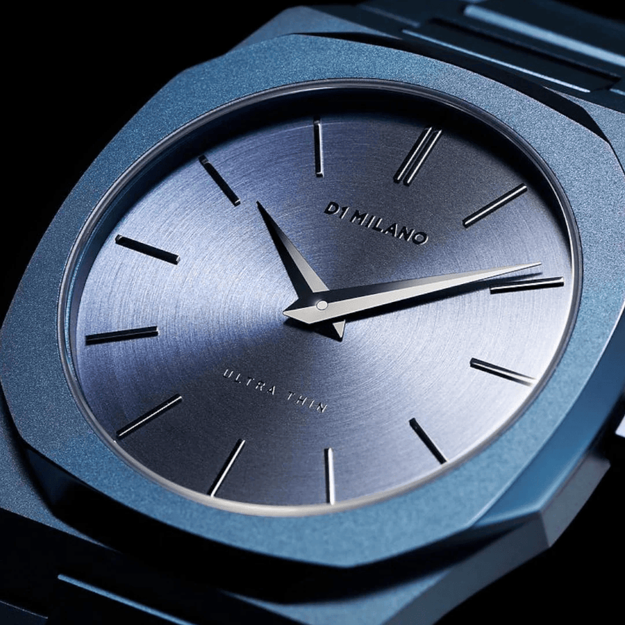 D1 Milano Ultra Thin Midnight Dial Blue Steel Strap Watch for Men- D1-UTBJ21