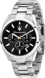 Maserati Attrazione Chronograph Black Dial Silver Steel Strap Watch for Men - R8853151010