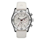 Emporio Armani Sportivo Chronograph White Dial White Rubber Strap Watch for Men - AR5947