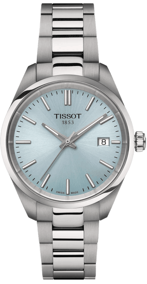Tissot PR 100 Ice Blue Dial Silver Steel Strap Watch for Women - T150.210.11.351.00