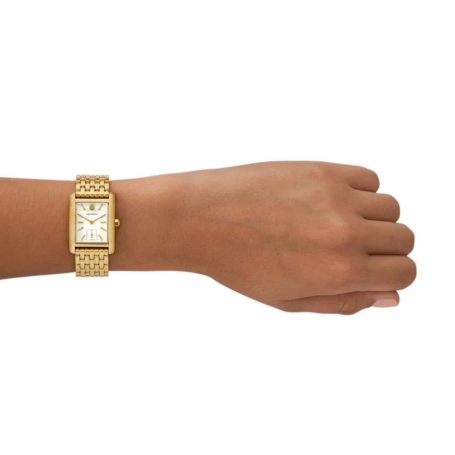 Tory Burch Eleanor White Dial Gold Steel Strap Watch for Women - TBW1060