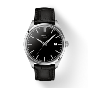 Tissot PR 100 Black Dial Black Leather Strap Watch for Men - T150.410.16.051.00