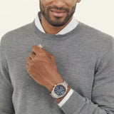 Hugo Boss Skytraveller Chronograph Blue Dial Two Tone Steel Strap Watch for Men - 1514247