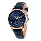 Maserati Sorpasso Chronograph Blue Dial Blue Leather Strap Watch for Men - R8871624009