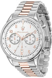 Maserati Tradizione Chronograph White Dial Two Tone Steel Strap Watch for Men - R8873646002