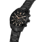 Maserati Attrazione Chronograph Black Dial Black Steel Strap Watch for Men - R8853151009
