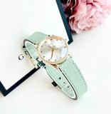 Gucci G Timeless Silver Dial Green Leather Strap Watch for Women - YA1265040