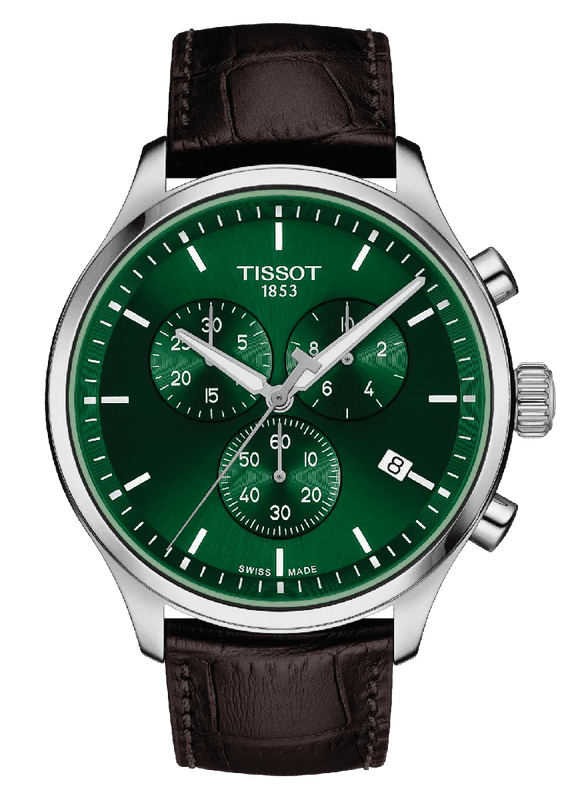 Tissot Chrono XL Classic Green Dial Brown Leather Strap Watch for Men - T116.617.16.092.00