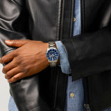 Seiko 5 Sports SKX Street Denim Blue Dial Silver Steel Strap Watch for Men - SRPL77K1