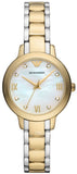 Emporio Armani Cleo Three Hand Mother of Pearl Dial Two Tone Steel Strap Watch for Women - AR11513
