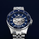 Maserati SFIDA Skeleton Automatic Blue Dial Silver Steel Strap Watch for Men - R8823140011