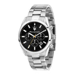 Maserati Attrazione Chronograph Black Dial Silver Steel Strap Watch for Men - R8853151010